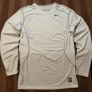 Nike Pro Combat White Dri-Fit Tech Sportswear Fitted Sleeve Shirt Small
